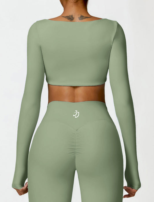 Long Sleeve Crop Top 2-piece Set