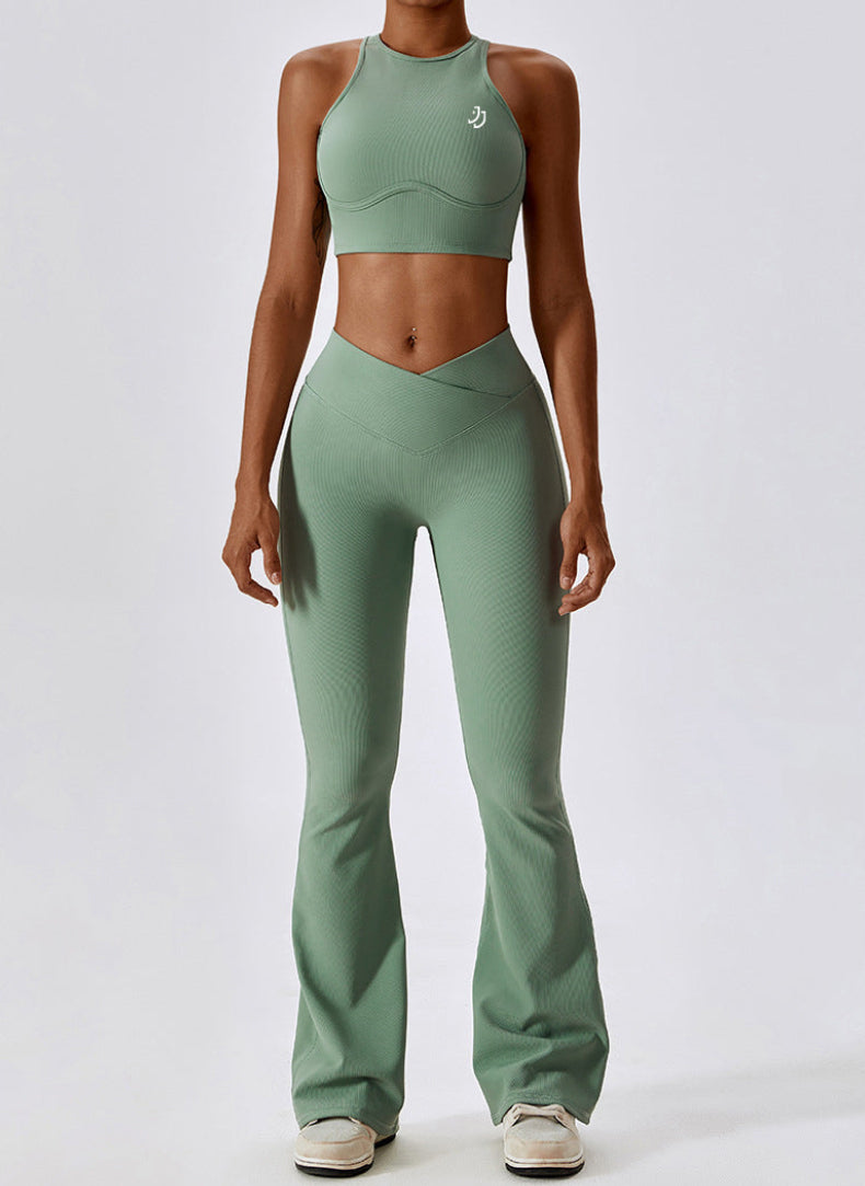 High-Neck Flare 2-piece Yoga Set