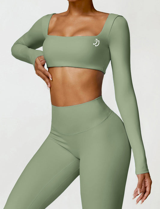 Long Sleeve Crop Top 2-piece Set