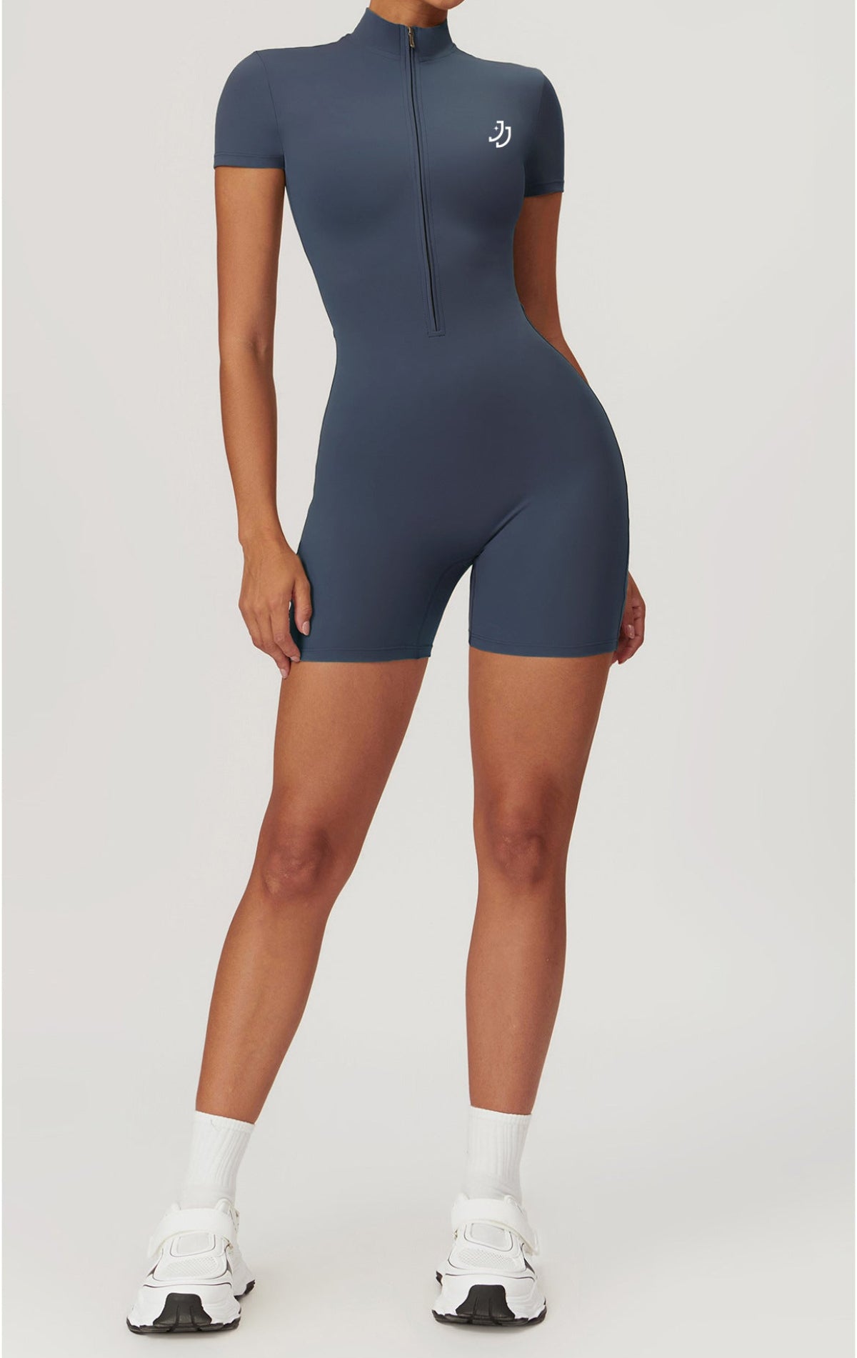 Zip-Front Biker Shorts Romper