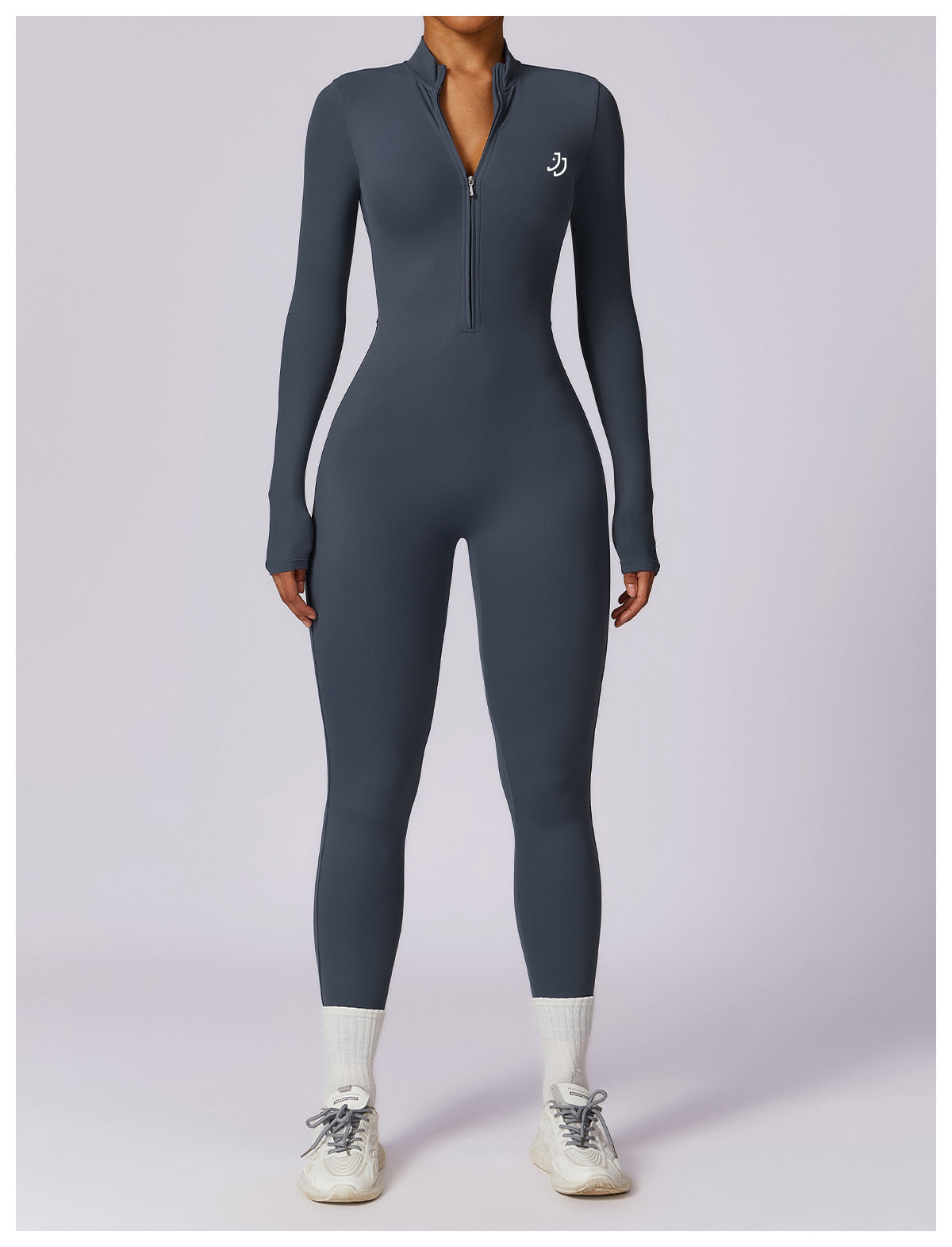 Long-Sleeve Zip-Front Activewear Catsuit