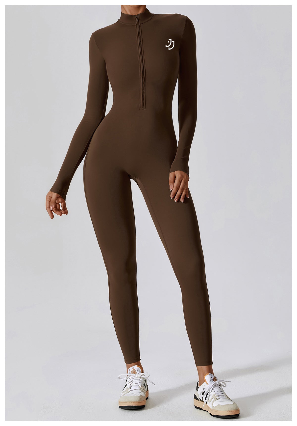 Long-Sleeve Zip-Front Activewear Catsuit