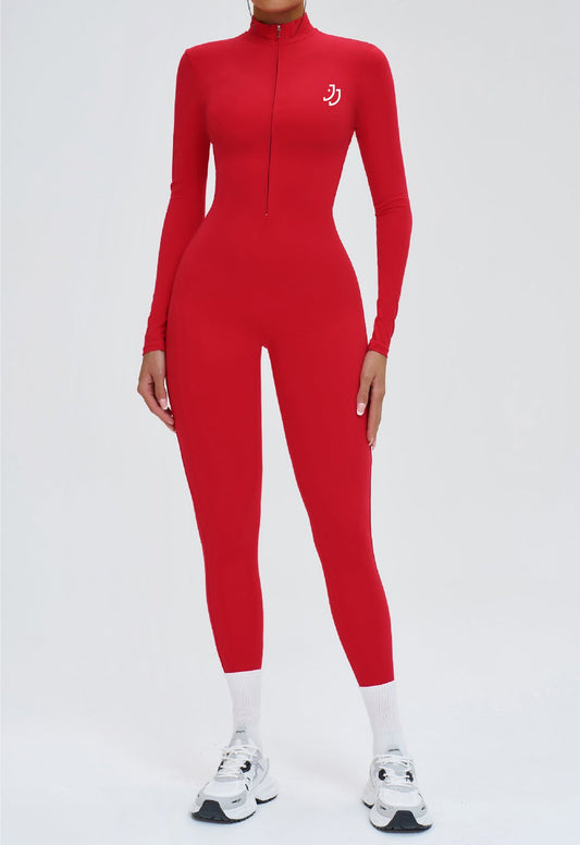 Long-Sleeve Zip-Front Activewear Catsuit